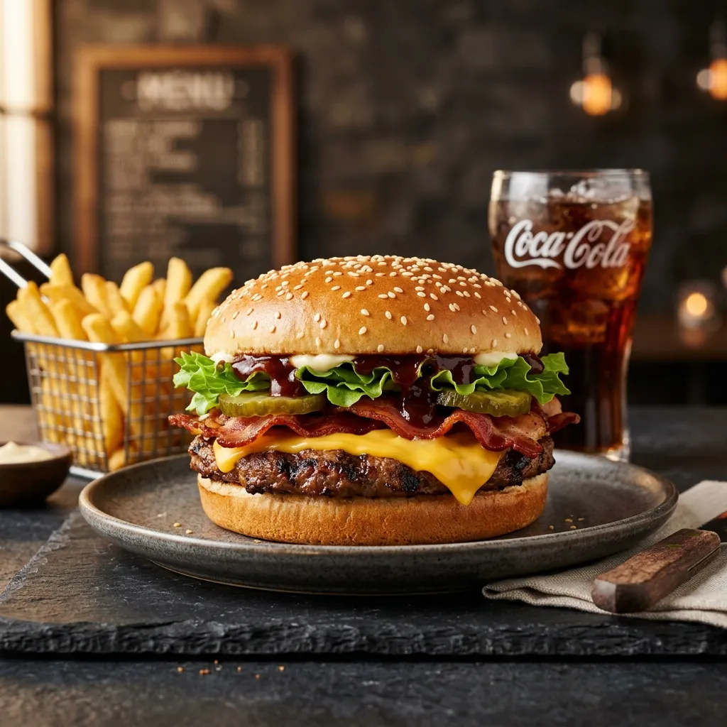 Burger King BBQ Bacon Whopper Jr., flame-grilled burger