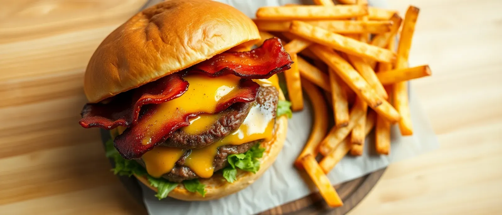 A spread of fast-food burgers and sides illustrating the Burger King versus Carl's Jr. comparison on price and calories