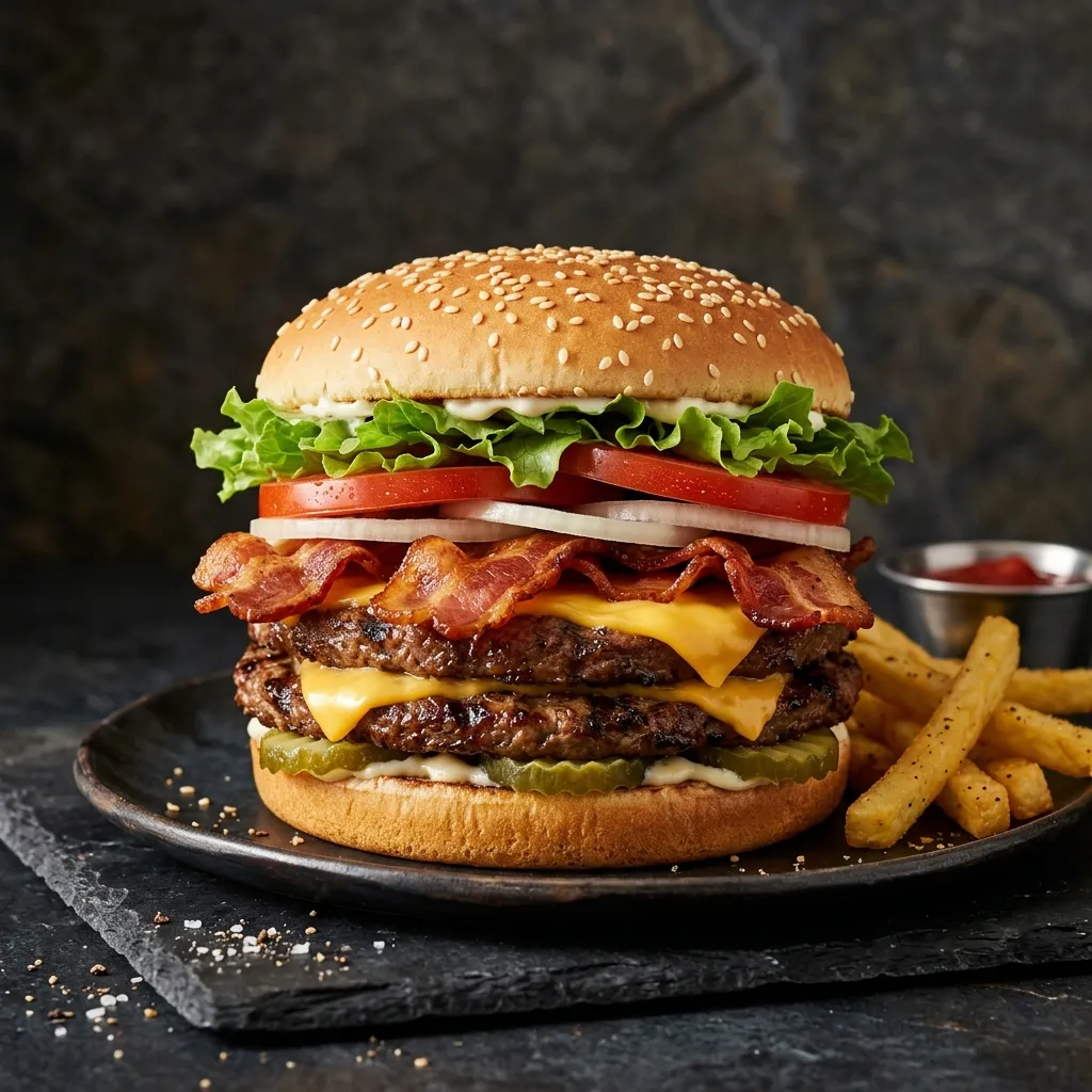 Burger King Double Whopper with Bacon, flame-grilled burger