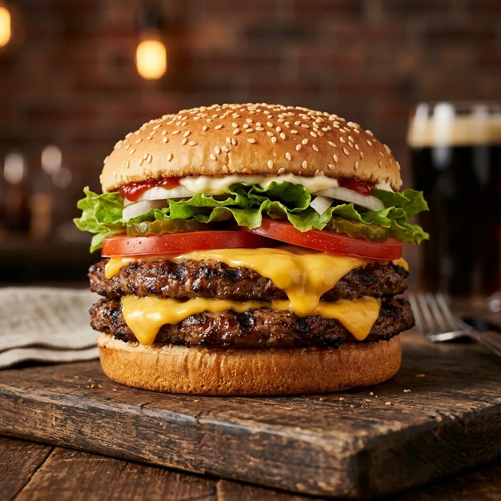 Burger King Double Whopper with Cheese, flame-grilled burger