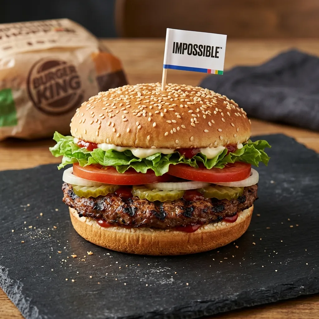 Burger King Impossible Whopper, flame-grilled burger