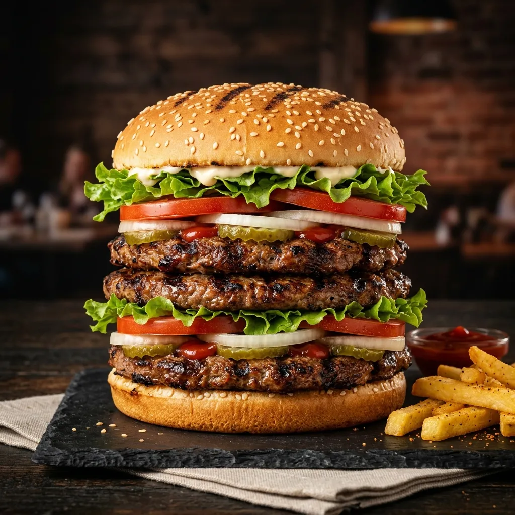 Burger King Triple Whopper, flame-grilled burger