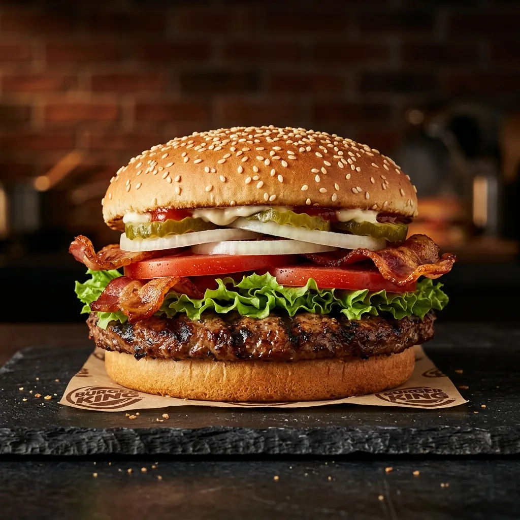 Burger King Whopper with Bacon, flame-grilled burger