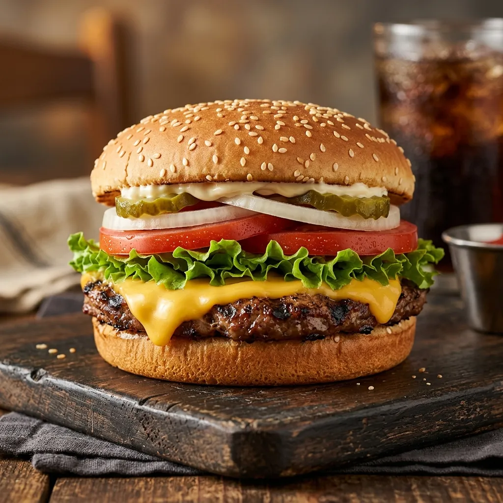 Burger King Whopper with Cheese, flame-grilled burger